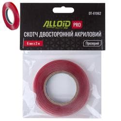 Alloid Pro. Скотч двосторонній 6мм х 2м прозорий 1мм, (пакет)