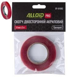 Alloid Pro. Скотч двосторонній 8мм х 2м прозорий 1мм, (пакет)
