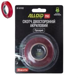 Alloid Pro. Скотч двосторонній 10мм х 2м прозорий 1мм, (блістер)
