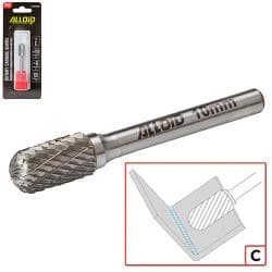 Alloid Pro. Борфреза твердосплавна по металу, тип C, D-10мм, d-6мм, L-65мм