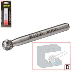 Alloid Pro. Борфреза твердосплавна по металу, тип D, D-8мм, d-6мм, L-52мм