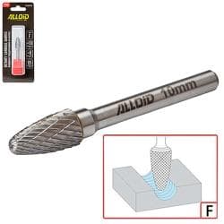 Alloid Pro. Борфреза твердосплавна по металу, тип F, D-10мм, d-6мм, L-65мм